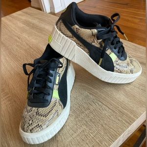 PUMA CALI WEDGE SNAKESKIN SNEAKER